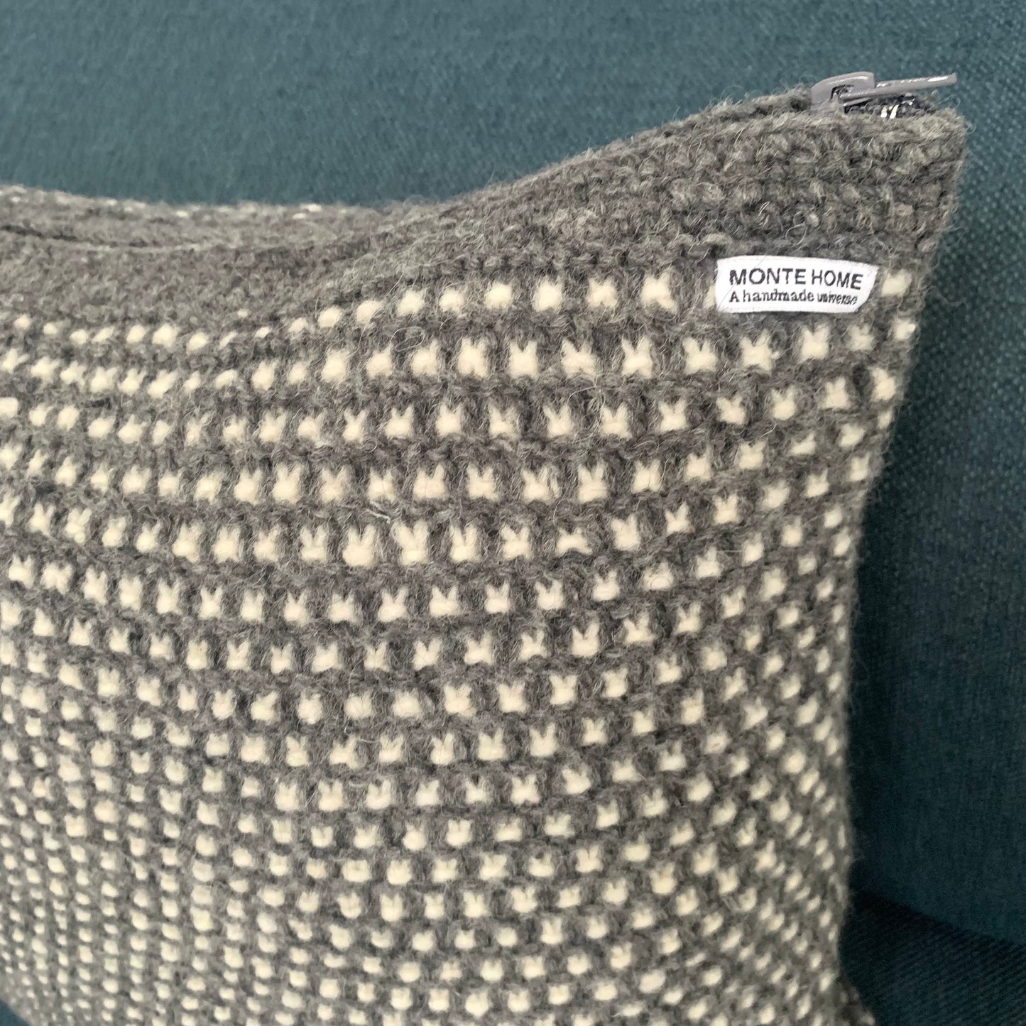 Wool Pillow Dark Grey/White