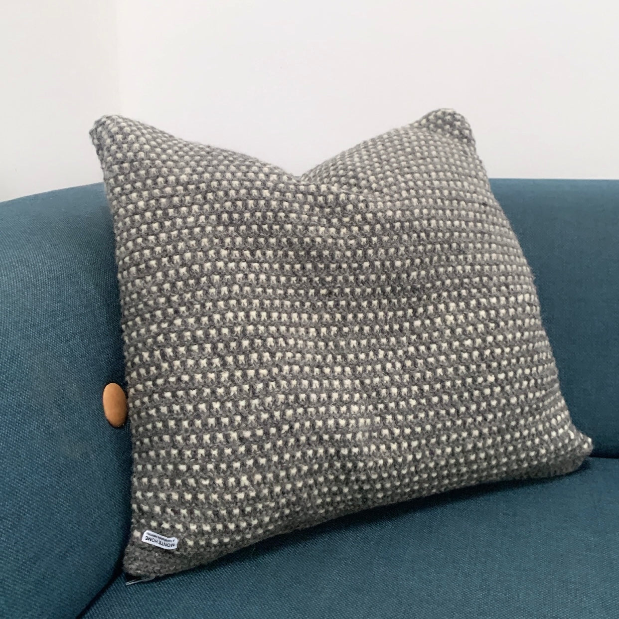 Wool Pillow Dark Grey/White